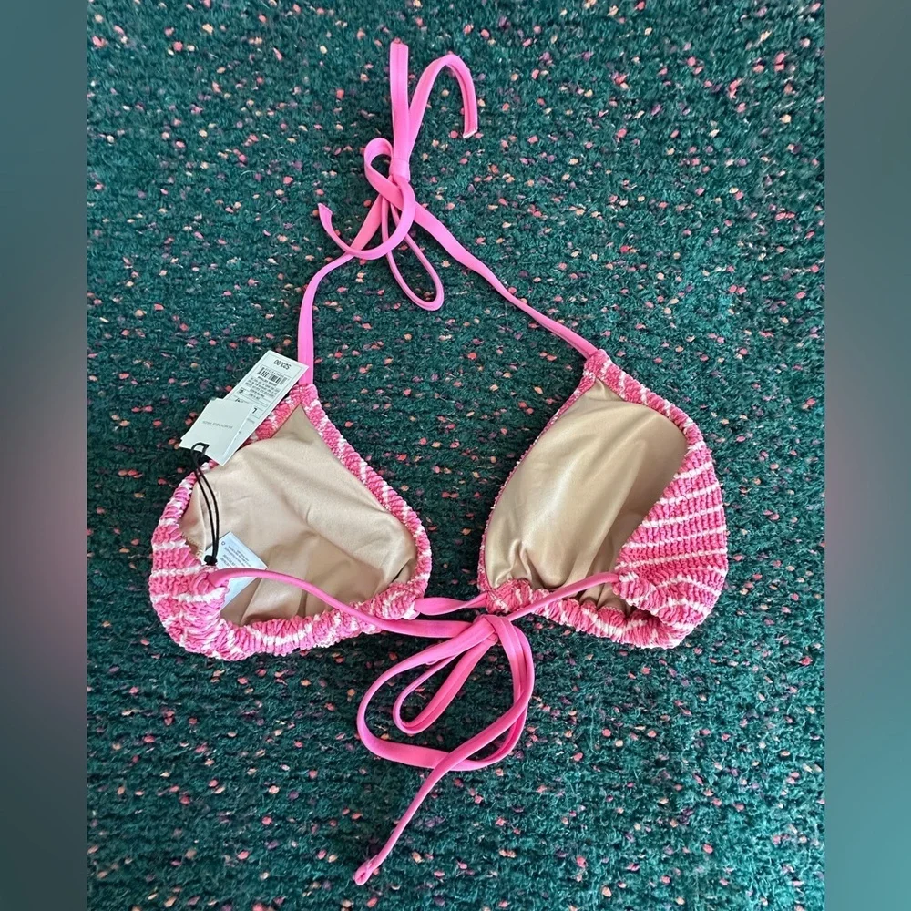 ‼️RARE‼️🎸Shade & Shore🎸🔥NWT🔥Pink/White Striped Bikini Top— M
